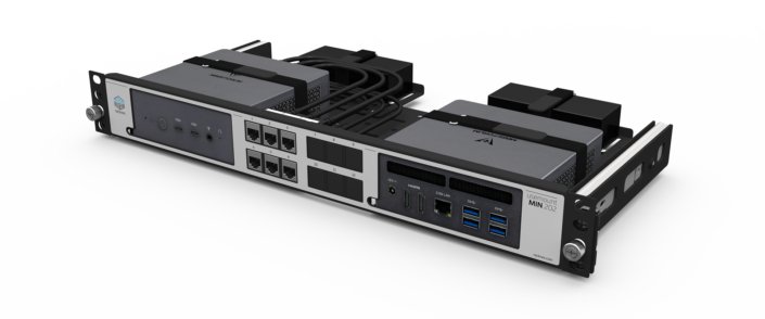 Kit 19″ 1,33U pour 2 × Minisforum UM680 Slim, UM690 Slim, UM760 Slim, UM790 Pro, UM870 Slim, vue 1