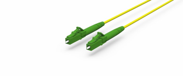 Câble fibre optique · simplex · LC/APC > LC/APC · monomode · OS2 · vert-jaune · 1,0 m, vue 1