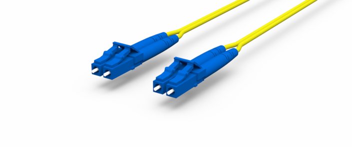 Câble fibre optique · duplex · LC/UPC > LC/UPC · monomode · OS2 · bleu-jaune · 1,0 m, vue 1