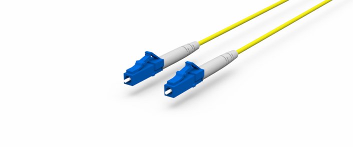 Câble fibre optique · simplex · LC/UPC > LC/UPC · monomode · OS2 · bleu-jaune · 1,0 m, vue 1