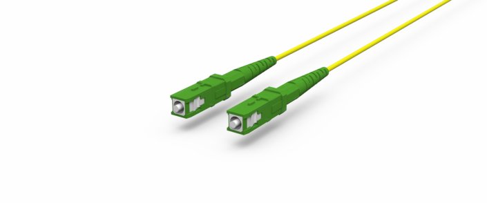 Câble fibre optique · simplex · SC/APC > SC/APC · monomode · OS2 · vert-jaune · 1,0 m, vue 1