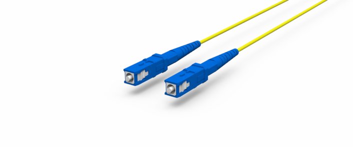 Câble fibre optique · simplex · SC/UPC > SC/UPC · monomode · OS2 · bleu-jaune · 1,0 m, vue 1