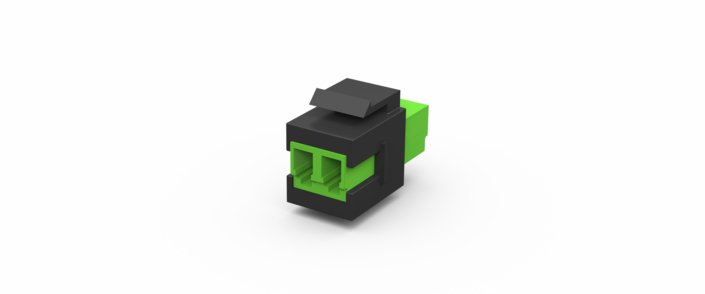 Coupleur keystone fibre optique · duplex · monomode · LC/APC > LC/APC · vert-noir, vue 1
