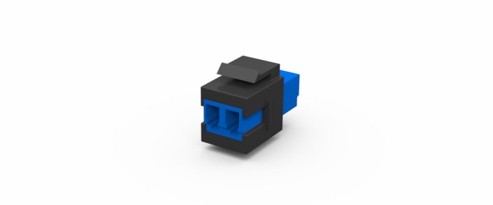 Coupleur keystone fibre optique · duplex · monomode · LC/UPC > LC/UPC · bleu-noir, vue 1