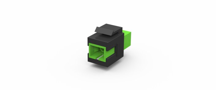 Coupleur keystone fibre optique · simplex · monomode · SC/APC > SC/APC · vert-noir, vue 1