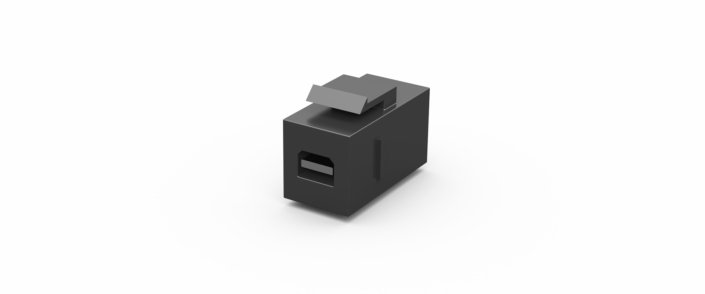 Coupleur keystone DisplayPort · mini-DP > mini-DP · 4K / 60 Hz · noir, vue 1