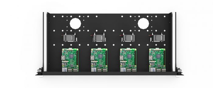UM-SBC-202 - Kit de montage en rack Raspberry Pi 19″ | Emplacement 4x Pi | 1.37U